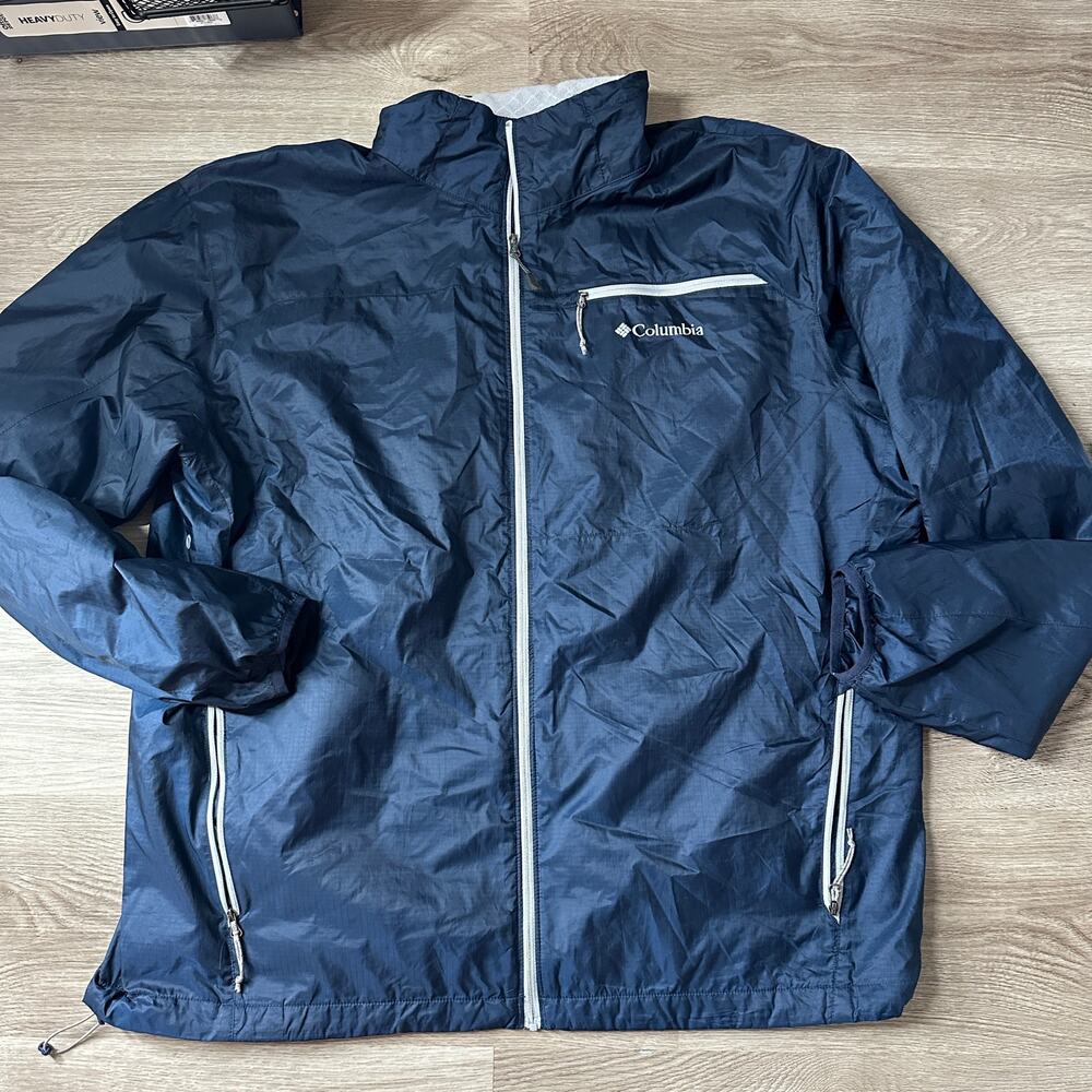 Columbia navy blue windbreaker shell jacket mens size xl